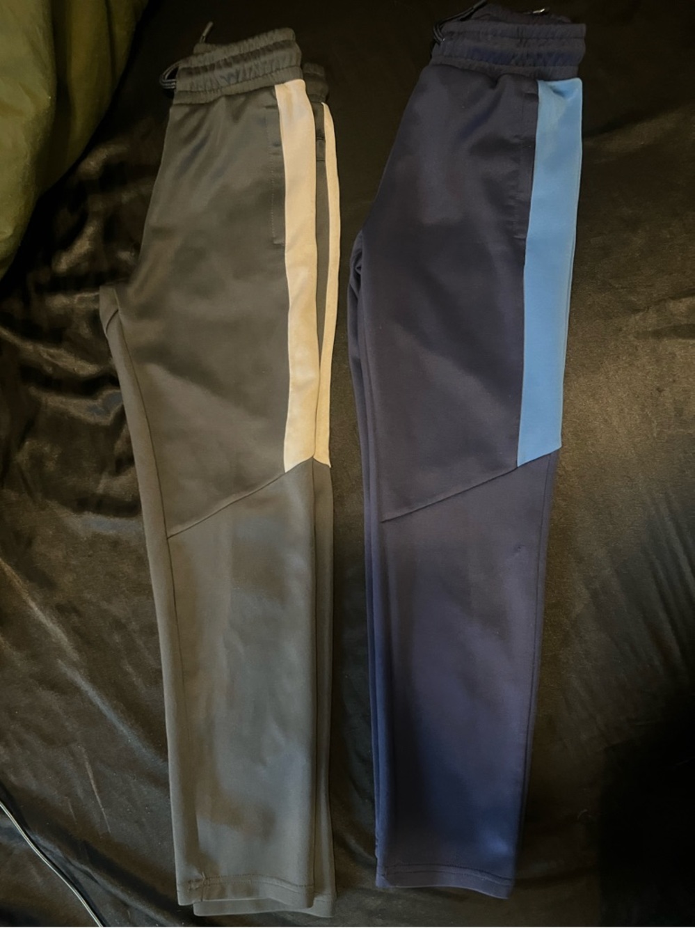 Athletic Track Pants - Gray with Light Gray Stripe & Navy with Light Blue Stripe